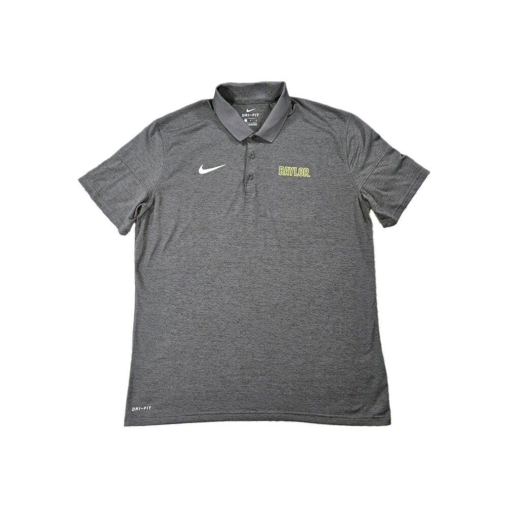 Mens Nike DriFit Baylor Bears Short Sleeve Polo Shirt Gray Large